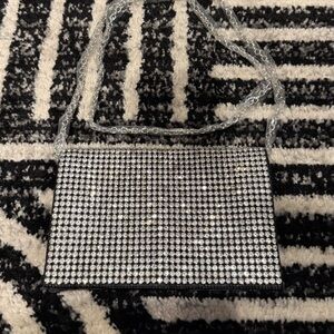 Crystal Rhinestone Evening Crossbody Bag OR  clutch- Silver